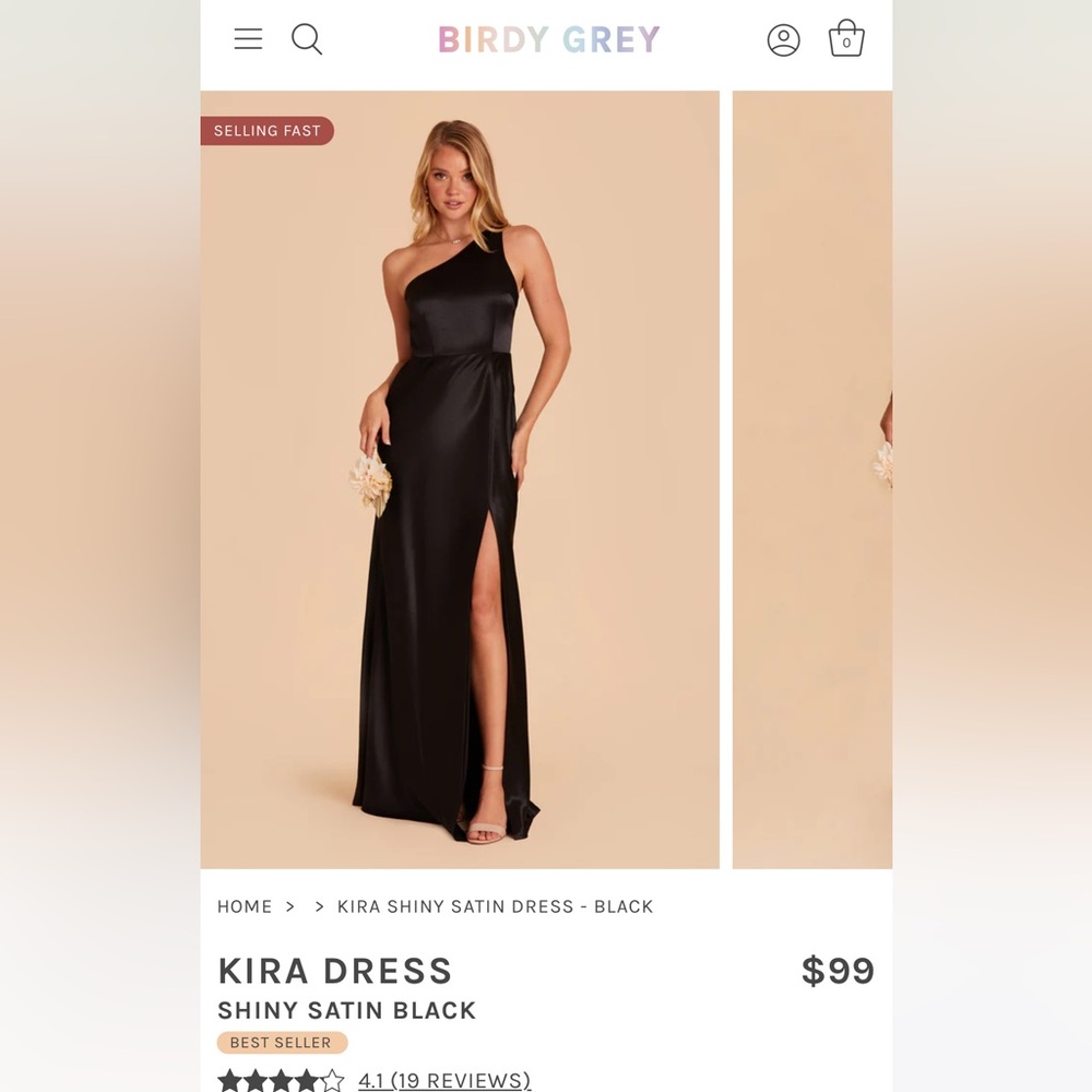 NWT XS Birdy grey KIRA shiny satin black dress